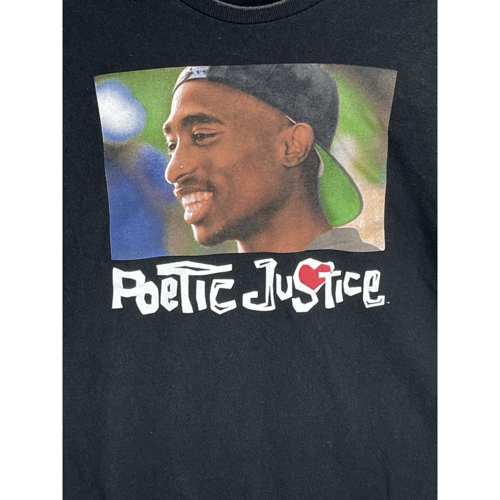 Poetic Justice Tupac Shakur Mens Black Casual Rap T-Shirt 2Pac Size L Movie - Picture 2 of 7